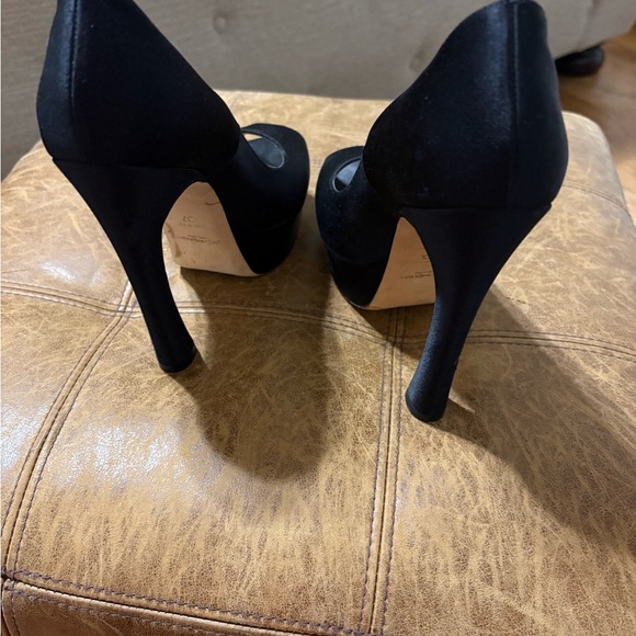 Yves Saint Laurent Black Peep Toe Heels - Picture 3 of 6